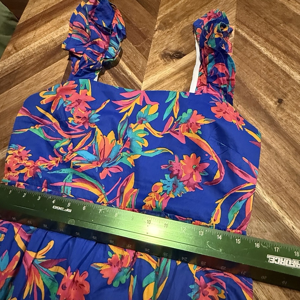 J Crew Dress Midi Floral Cotton Preppy Boho Vacay Resort Womens‎ Size 8 - Picture 12 of 13